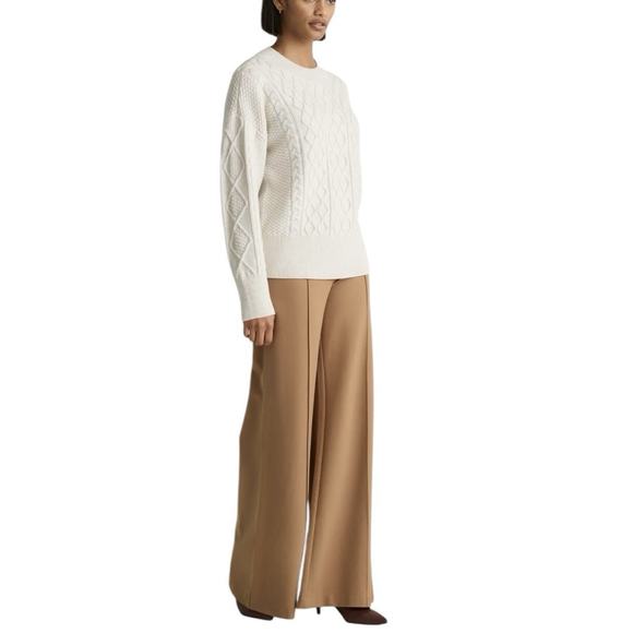 Quince Womens Size Medium Australian Merino Wool Cable Sweater Heather Bone - Picture 5 of 11